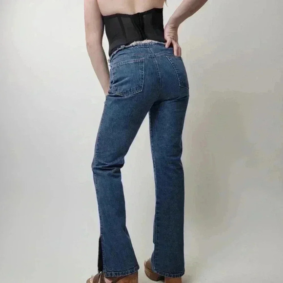 Vintage Y2K ESPIRIT Raw Hem Low Rise Wide Leg Bellbottoms - 6 - Picture 3 of 9